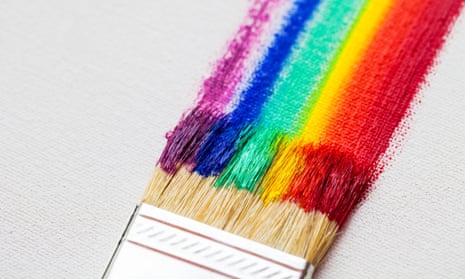 Paintbrush with rainbow colours