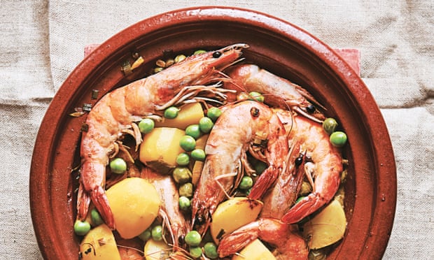 Prawn, pea and potato tagine.