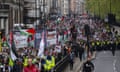 Thousands in the UK march in support of Palestine<br>LONDON, UNITED KINGDOM - APRIL 27: Thousands march to Hyde Park during a demonstration in solidarity with Palestinians in London, United Kingdom on April 27, 2024. (Photo by Rasid Necati Aslim/Anadolu via Getty Images)