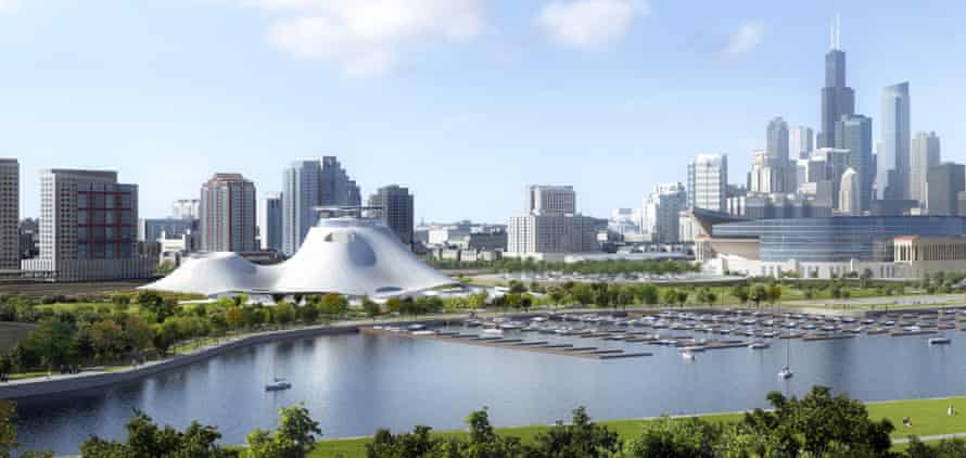 The proposed Lucas Museum of Narrative Art on Chicago’s waterfront.
