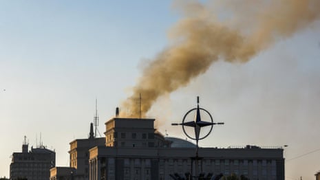 Largest Russian air attack of war sets fire to Ukrainian cabinet building | Ukraine | The Guardian