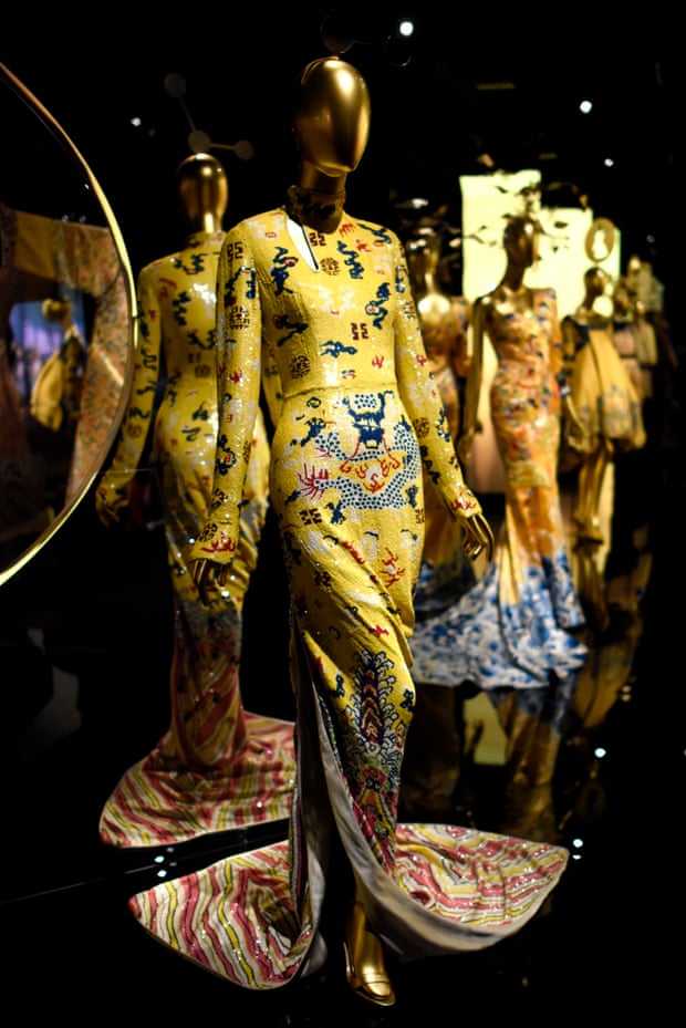 The exhibit focuses on the influence of Chinese aesthetics on western fashion and looks back at some of the history of Chinese design.