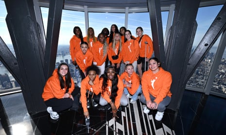 The draft class at the WNBA Draftees Light the Empire State Building even in New York City.