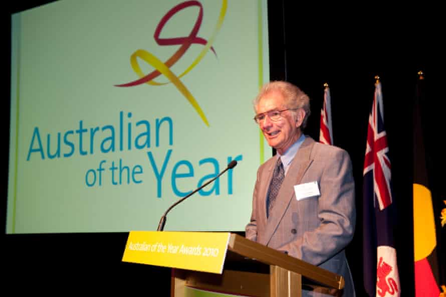 Bruce Englefield giving a speech after being awarded Tasmania’s Australian of the year in 2010. In 2021 he was awarded an Order of Australia medal.