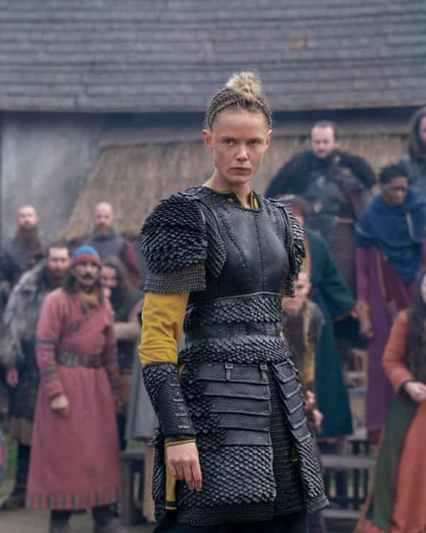 Marauder in her own right … Frida Gustavsson as Freydis in Vikings: Valhalla.