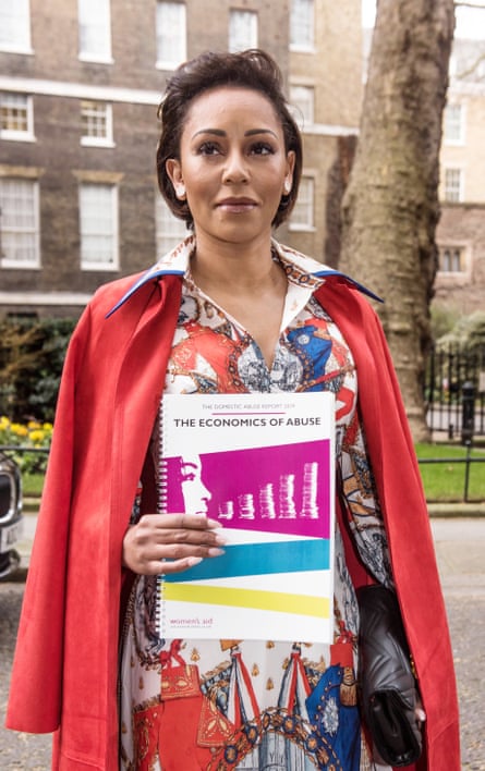 Mel B with the Women’s Aid report on domestic abuse, at Downing Street in 2019.