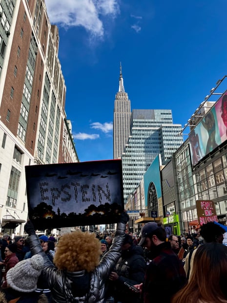 Demonstrators at a No Kings protest in New York City.