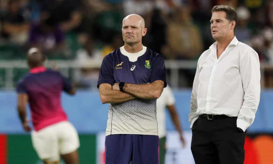 Rassie Erasmus (à droite) et Jacques Nienaber ont aidé à mener l'Afrique du Sud à la gloire lors de la Coupe du monde de rugby 2019.