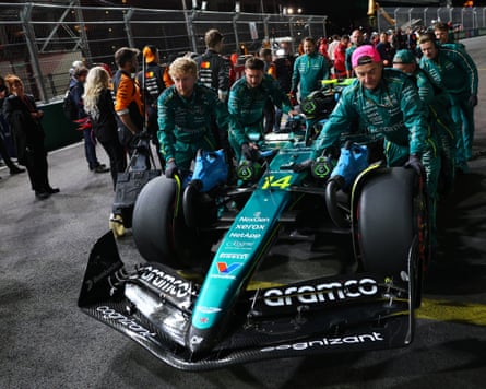 Fernando Alonso’s Aston Martin before the Las Vegas Grand Prix.