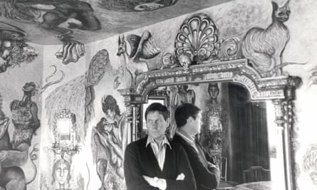 Colin Spencer and the murals he painted at his home in Islington, London. His drawings appeared in numerous publications from the 1950s onwards.