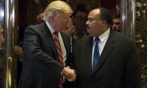President-elect Donald Trump shakes hands with Martin Luther King III after their meeting at Trump Tower.