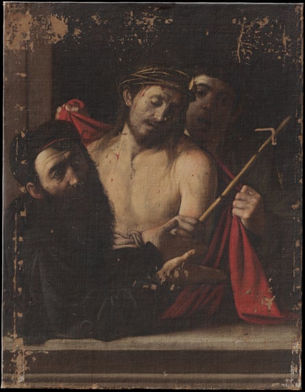The painting pictured during the restoration process