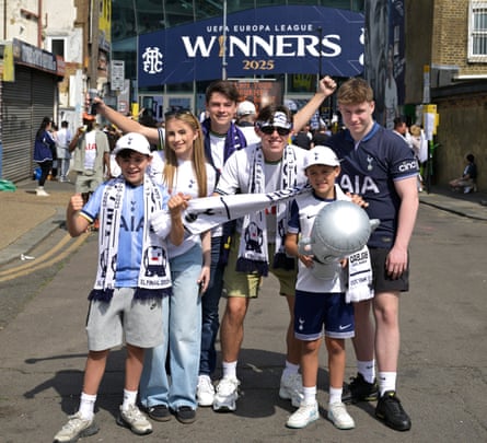 Frank Hunter with Billy, Daniel, Elsa, Lenny and Reggie. Frank travelled to Bilbao for the match.