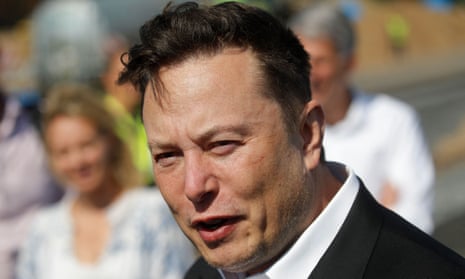 Tesla CEO Elon Musk talks to media