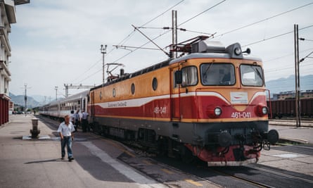 Train in Podgorica station, Montenegro.