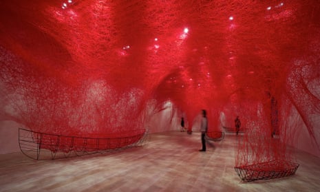 ‘Life is like travelling without destination’: Shiota’s work Uncertain Journey, made from metal and red wool.