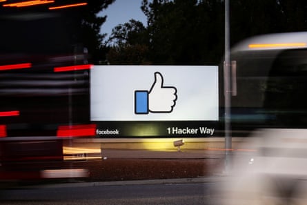 The entrance sign to Facebook headquarters in Menlo Park, California.