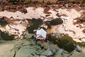 An aerial view of floods and damages from Hurricane Dorian on Freeport, Grand Bahama on September 5, 2019.