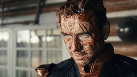 A blood-spattered Antony Starr as Homelander