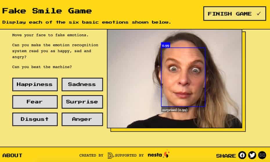 A game on the Emojify website, which demonstrates AI emotion recognition technology