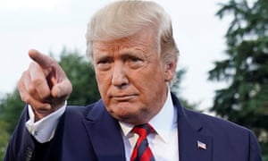 Donald Trump speaks to reporters at the White House.