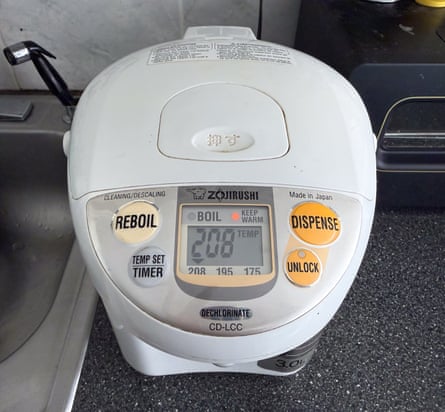 The control panel on a Zojirushi water boiler and warmer