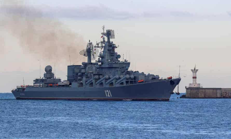 The Moskva, the flagship of Russia’s Black Sea fleet, pictured in the port of Sevastopol, Crimea November 16, 2021.