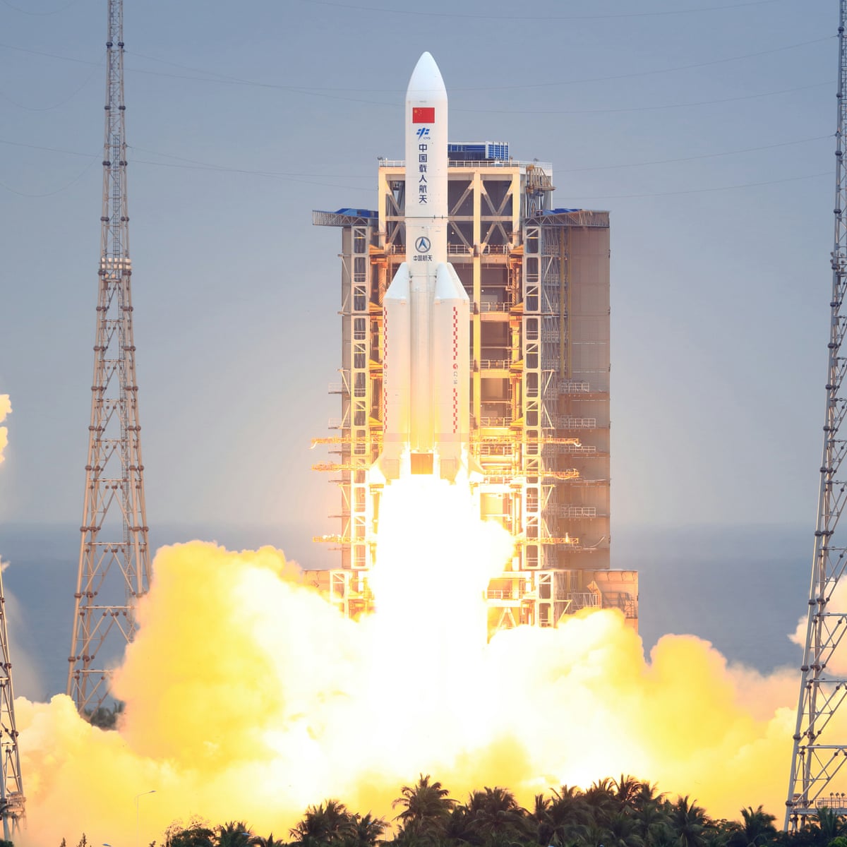 Out Of Control Chinese Rocket Falling To Earth Could Partially Survive Re Entry Space The Guardian Map Where Chinese Satellite Will Fall 2022