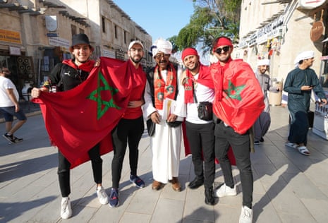Morocco fans in Souq Waqif, Doha.