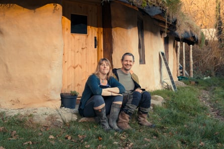 Clare and Dan Hooper at home in Tipi Valley, Wales.