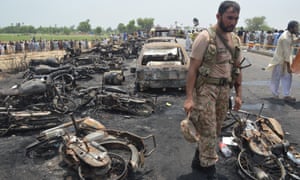 The fireball, after a tanker overturned on a road near Bahawalpur, left many injured, some with 80% burns.
