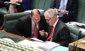 Energy minister Josh Frydenberg and prime minister Malcolm Turnbull during question time in the house of representatives in parliament house, Canberra 12 September 2017. 