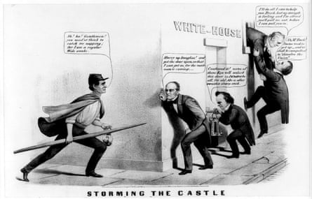 Lincoln as Wide Awake, in a news cartoon from 1860.