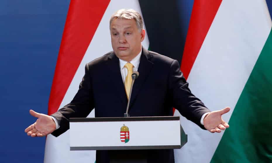 Hungarian prime minister Viktor Orbán  speaks during a press conference in Budapest on Tuesday.