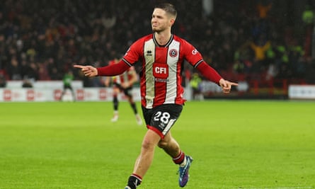 James McAtee celebrates scoring the winning goal during the Premier League match between Sheffield United and Brentford