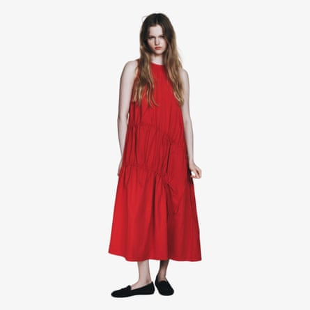 Zara NYLON MIDI DRESS WITH TIES