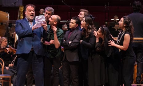 Funny and wonderfully subtle … Bryn Terfel and singers from the European Opera Centre.