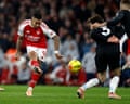 Gabriel Jesus curls home Arsenal’s fourth.