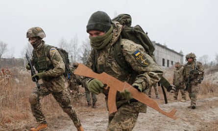 Ukrainian reservists train near Kiev last December.