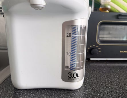 A closeup of the water chamber on a Zojirushi water boiler and warmer
