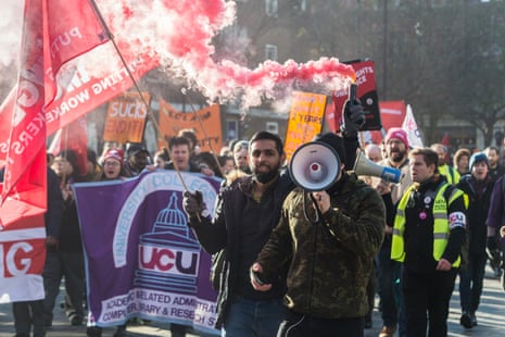 University staff protesting in December 2019