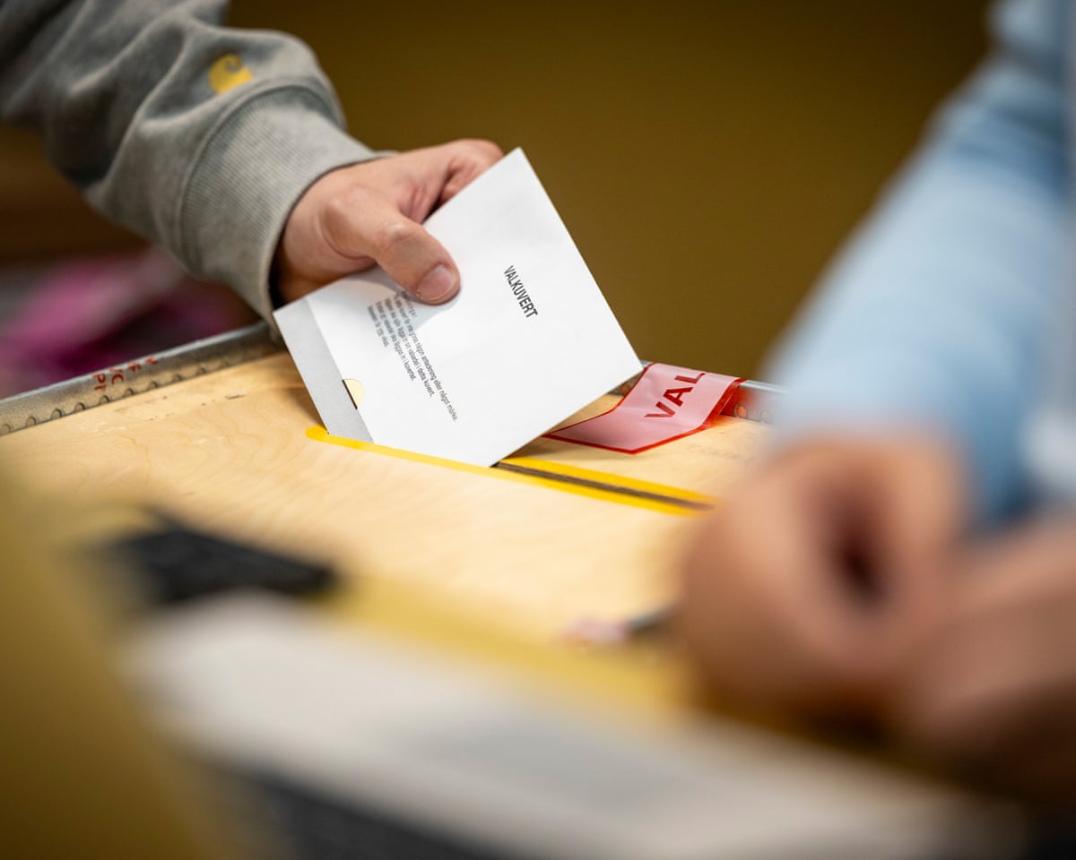 A person votes during Sweden’s general election at a polling station in Malmö, Sweden.