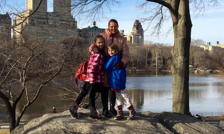 Margaret Ambrose with her daughters, Greta and Aurora, in New York City in 2019.