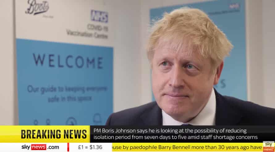 Boris Johnson at a vaccination centre this morning