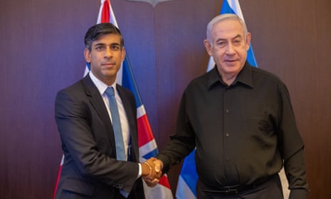 The British prime minister, Rishi Sunak, meets his Israeli counterpart, Benjamin Netanyahu.