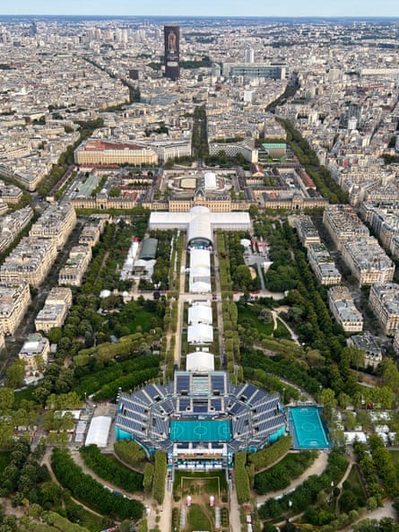 The Eiffel Tower Stadium, the venue of Blind Football, is seen ahead of the Paris 2024 Paralympic Games.