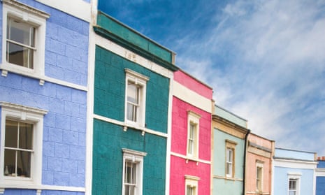 Brightly coloured terraced houses in Bristol