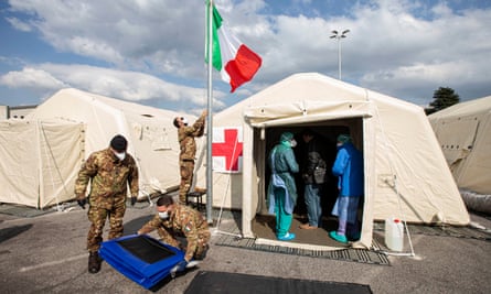 The field hospital in Crema, northern Italy, where Cuban doctors have been treating Covid-19 patients