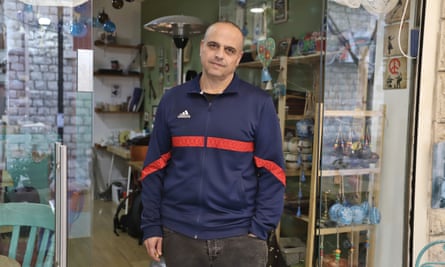 Bilal Zoabi in his cafe and gallery in Nazareth.