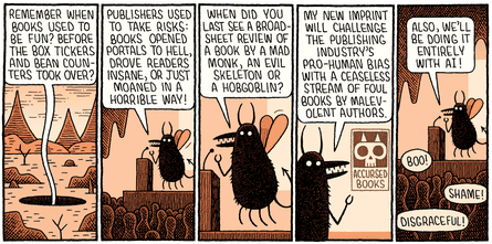 Demons having a meeting about cursed books.
